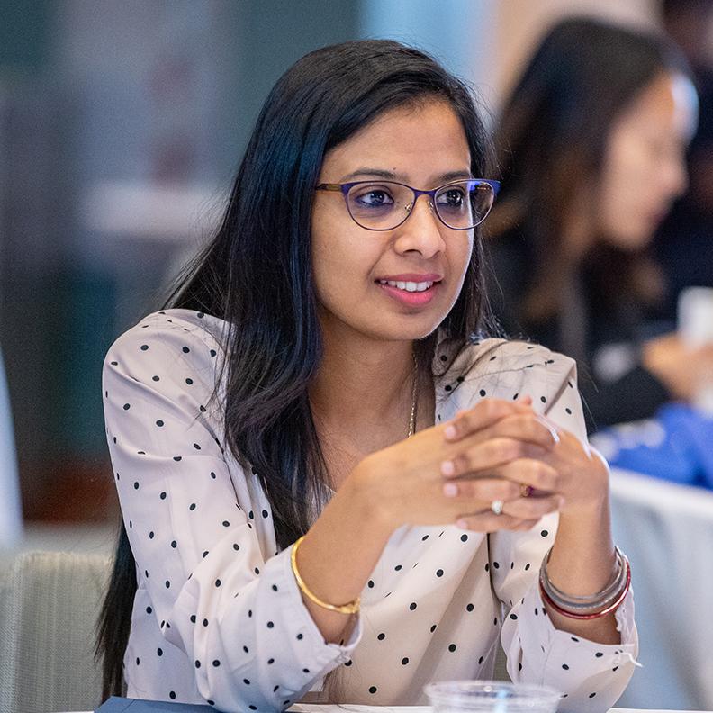 Female student listening to lecture